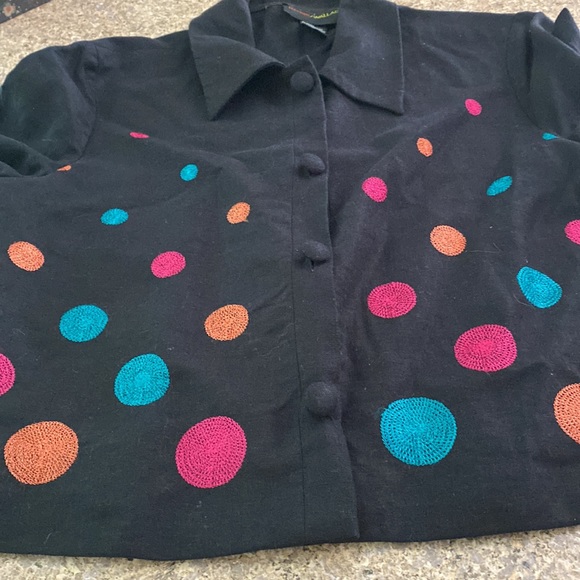 Harris Wallace Linen and Rayon Cropped Button Top or Jacket Colorful Designs 12 - Picture 8 of 14